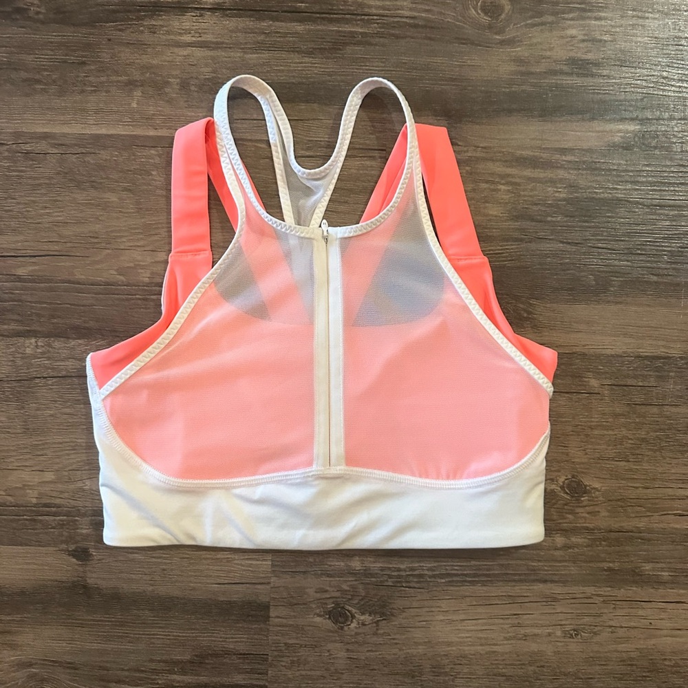 Lululemon Sports Bra Coral White Mesh Zippered Razorback Workout Top